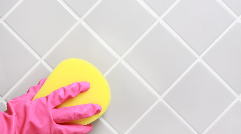 cleaning bathroom tiles