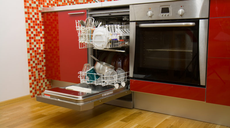 open dishwasher with clean dishes